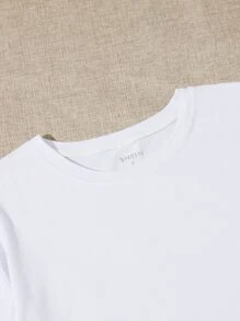 SHEIN EZwear Áo thun nữ Con số Đồ họa Giải trí - trắng - Xem 4