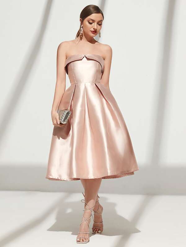 SHEIN Belle Vestido tubo con pliegues elegante para fiesta de graduación, boda o eventos semiformales; ideal para cumpleaños, graduación y fiestas de bienvenida
