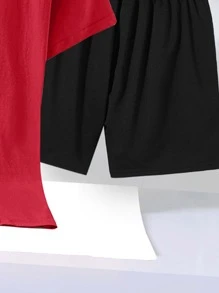Manfinity Homme Men Letter & Picture Print Drop Shoulder Tee & Drawstring Waist Shorts - Multicolor - View 3