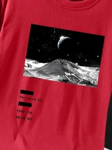 Manfinity Homme Men Letter & Picture Print Drop Shoulder Tee & Drawstring Waist Shorts - Multicolor - View 6
