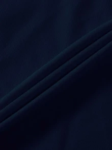 Manfinity Homme Men Letter Patch Detail Contrast Trim Polo Shirt - Navy Blue - View 3