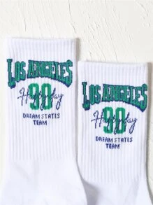Letter Graphic Socks - White - View 4