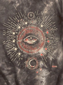 ROMWE MEN Guys Tie Dye Eye Print Oversized Tee - Multicolor - View 4