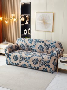 Flower Print Stretchy Sofa Slipcover - Multicolor - View 4