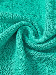 單肩木耳邊紋理質感頭巾下擺短款上衣 - 薄荷藍 - 查看 3