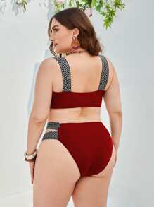 SHEIN Swim Curve Summer Beach Plus Size Double Tape Push Up Bikini Set