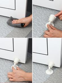 1pc Solid Color Door Stopper, White ABS No Punch Silent Anti-collision Door Pad For Home - White - View 4