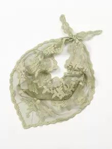 Khăn thêu hoa - màu xanh lá - Xem 1