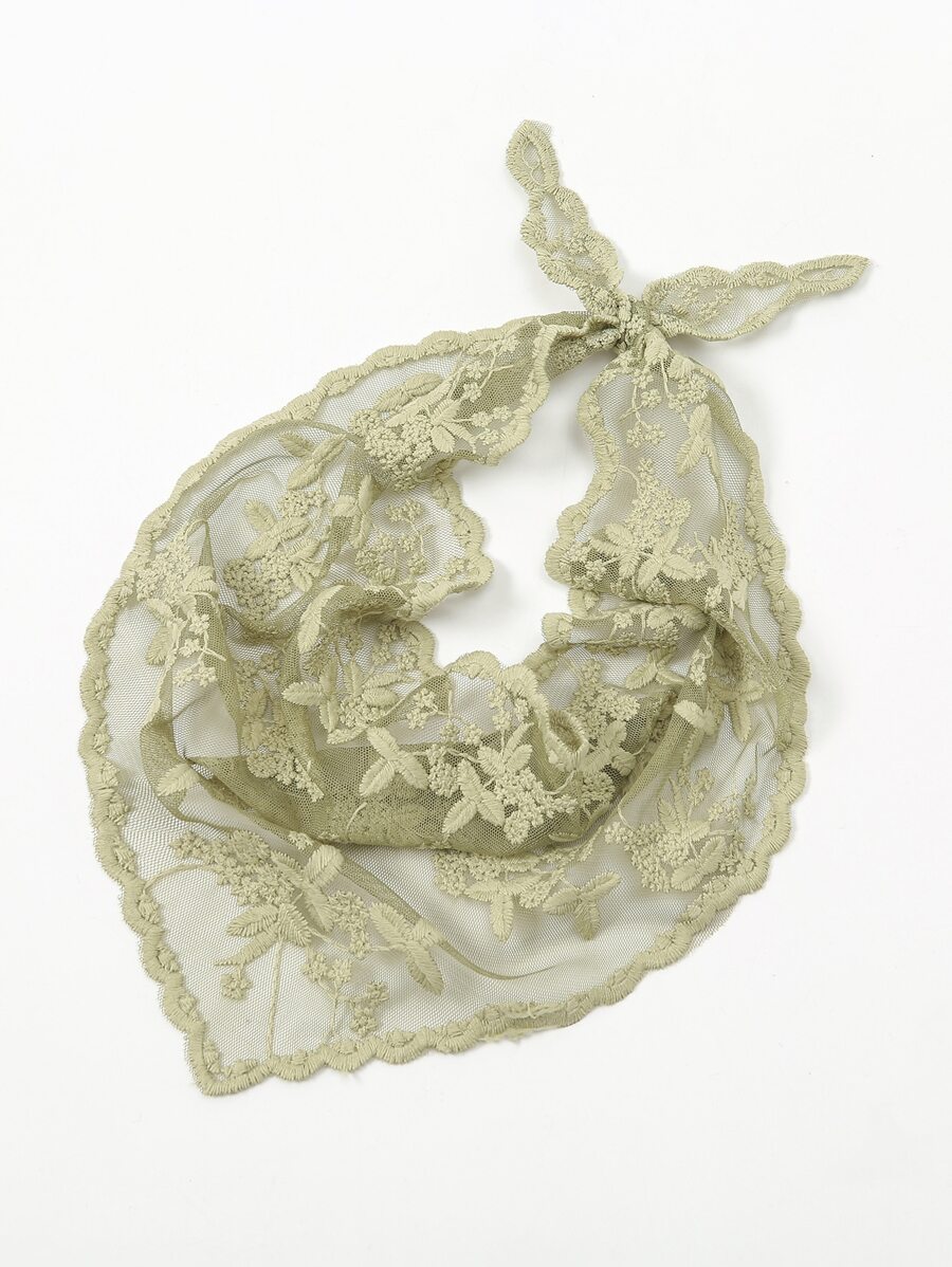 Khăn thêu hoa - màu xanh lá - Xem 1