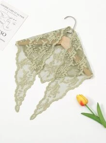 Khăn thêu hoa - màu xanh lá - Xem 3