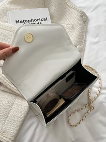 Bolsa cuadrada mini de cheurón con solapa - Blanco - Ver 5