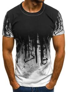 Manfinity LEGND Men Cut And Sew Tee - Black and White - View 1