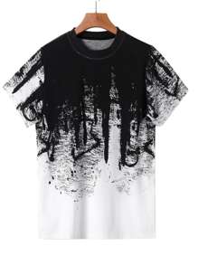Manfinity LEGND Men Cut And Sew Tee - Black and White - View 3