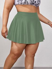 Plus Solid Bikini Bottom, For Summer Beach Vacation - Green - View 3
