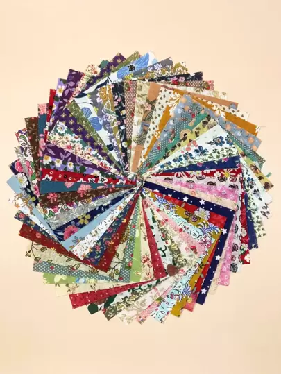50pcs Flower Pattern Random DIY Fabric, Cottagecore Cloth For DIY Sewing