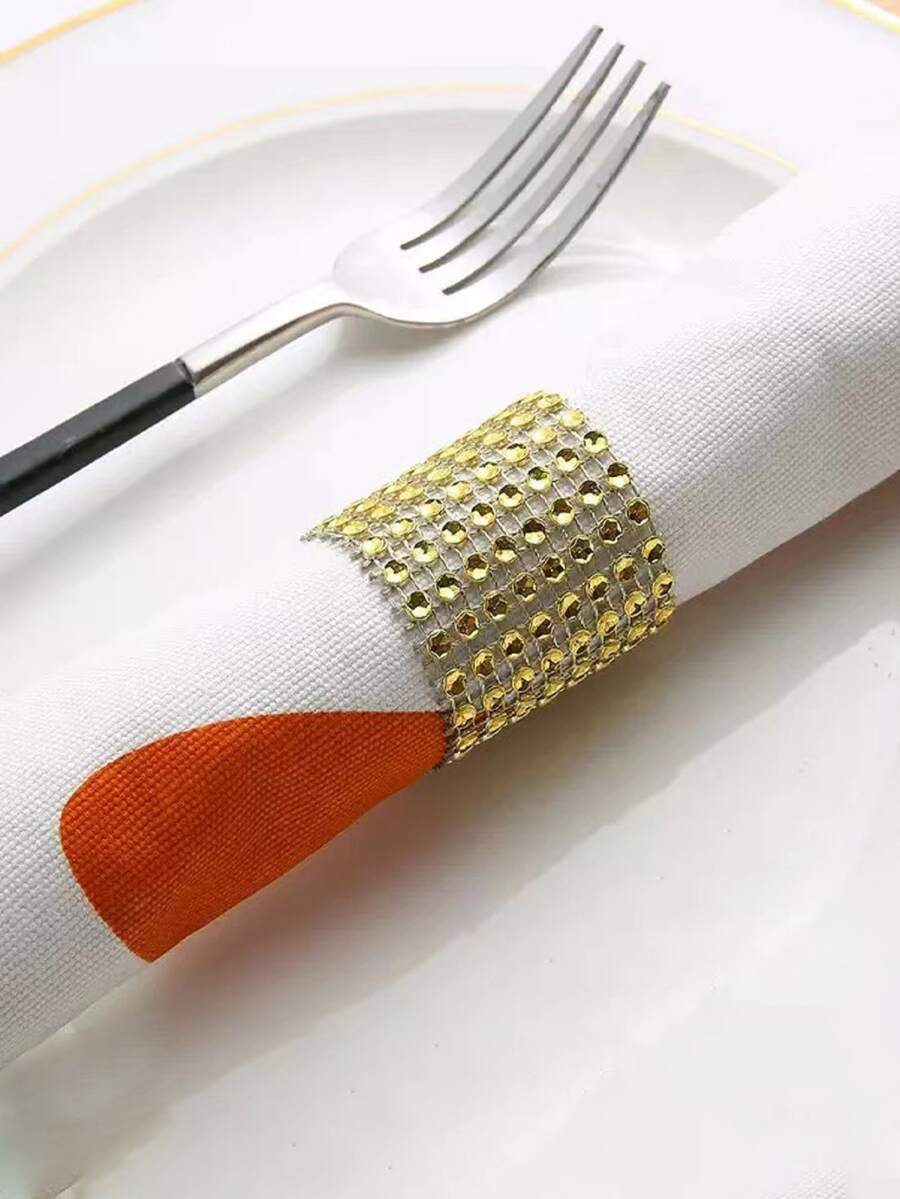1 pieza Anillo de servilleta con diseño de diamante de imitación