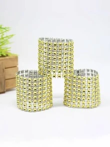 1 pieza Anillo de servilleta con diseño de diamante de imitación