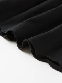 Falda de longitud media casual y cómoda para niña preadolescente para el verano - Negro - Ver 3