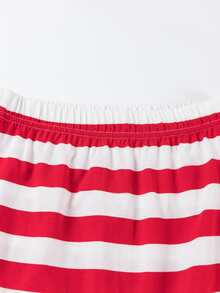 Chicas Falda de rayas bajo con fruncido - Rojo y blanco - Ver 3