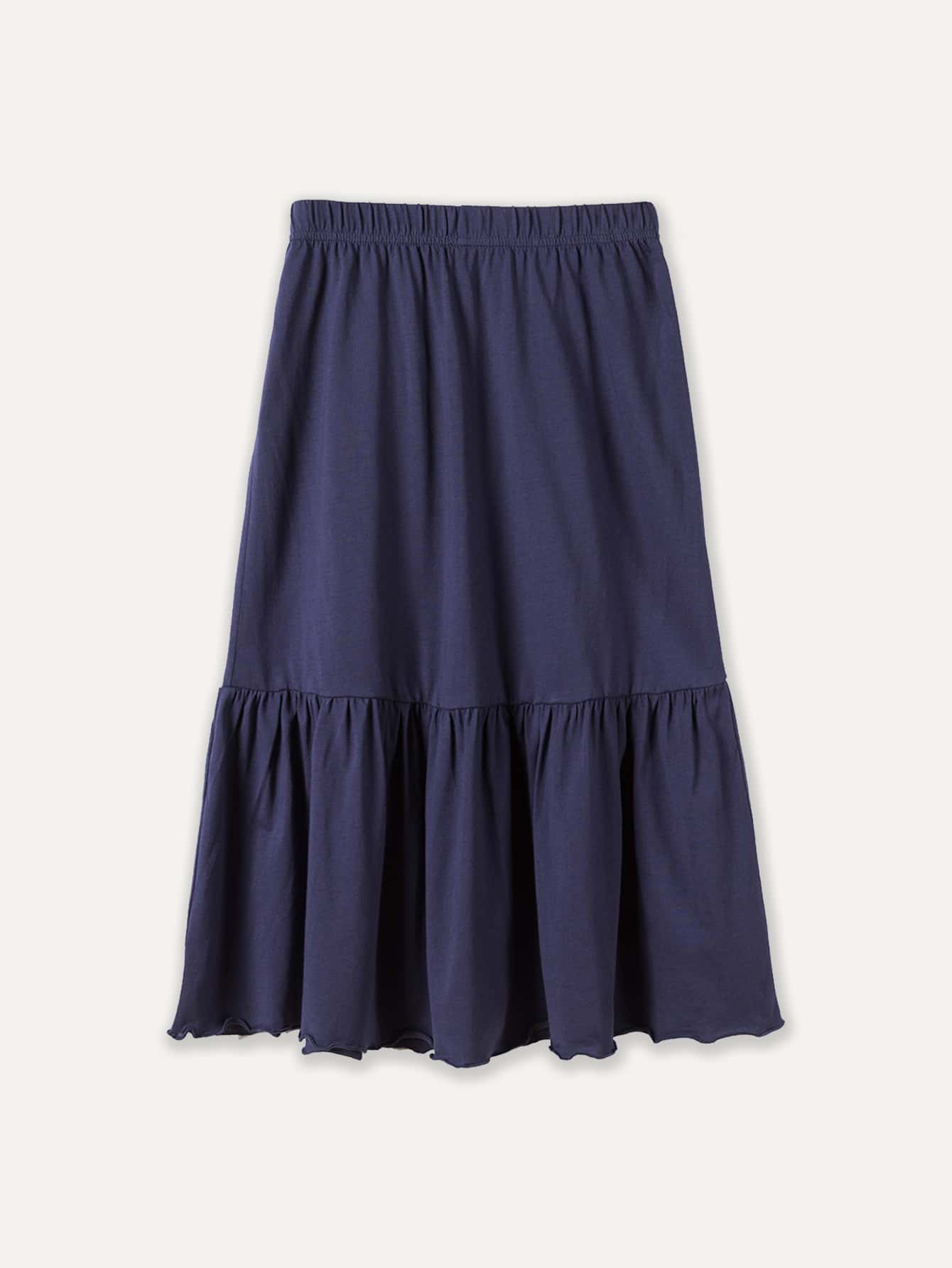 女大童休閒舒服中長款半身裙適合夏天 - 藏蓝色 - 查看 1