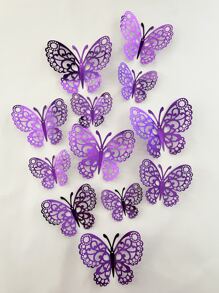 12 piezas Pegatinas de mariposa 3D, decoración de pared de mariposas de papel hueco de color púrpura metálico para el hogar, pegatinas, vinilos decorativos para decoraciones del hogar, artículos de decoración de primavera para refrescar tu hogar, pegatinas de decoración de ramas, decoración escolar, sorpresa escolar, decoración de dormitorio, vuelta al cole, decoración de habitación, útiles escolares - Morado - Ver 6