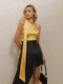 Women's Fashionable Design Sense Backless One Shoulder Top, Elegant Summer Spring Valentines Gift