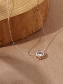 1 件简约透明鱼线和锆石珠项链，适合女性日常个性化佩戴 - 金黃色 - 查看 1