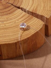 1 件简约透明鱼线和锆石珠项链，适合女性日常个性化佩戴 - 金黃色 - 查看 4