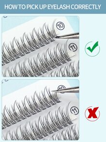 MAGEFY 120 Piezas Pestañas Postizas De Mink Natural Con Segmentación De Mezcla De Cola De Pez, De Fibra Larga Rizadas A Mano De 10-12mm - Negro - Ver 4