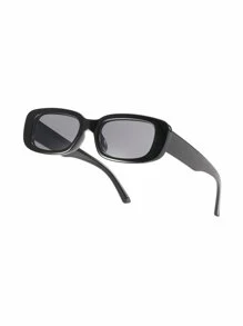 1 par de gafas de sol cuadradas de moda para hombres, gafas protectoras contra rayos UV para exteriores - Negro - Ver 1