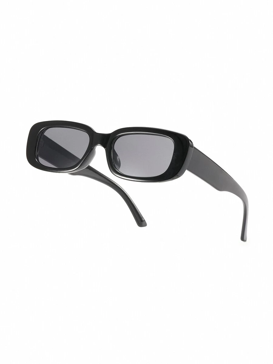 1 par de gafas de sol cuadradas de moda para hombres, gafas protectoras contra rayos UV para exteriores - Negro - Ver 1