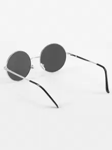 1pc Unisex Round Metal Frame Retro Fashion Fashion Glasses, Outdoor Eyewear For Summer Beach Vacation,Outdoor,Travel - Black - View 3