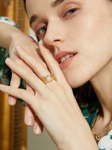 MOTF PREMIUM Anillo abierto con textura de metal - Amarillo Oro - Ver 2