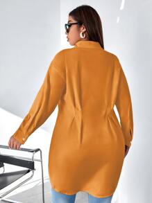 Calvaya Plus Plicated Detail Drop Shoulder Shirt - Yellow - View 2