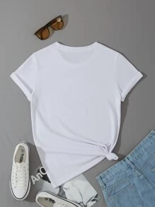 INAWLY Camiseta con estampado de Auricular con corazón - Blanco - Ver 2
