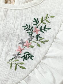 Niñas planta con bordado ribete con fruncido Top & con nudo delantero Shorts - Multicolor - Ver 3