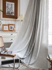 Tassel Detail Single Panel Curtain - Grey - View 5