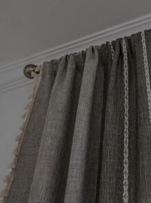 Tassel Detail Single Panel Curtain - Grey - View 6
