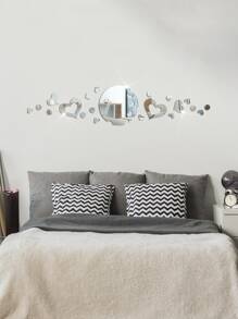 21pcs Heart Shaped Mirror Wall Sticker Best Gifts - Silver - View 4