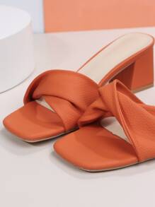 Women's Sandals New Summer High Heel Dress Shoes, Anti-Slip Fashionable Fairy Style French Elegant, Suitable For Dates, Gatherings, Commute, Business, Banquets, Parties, Shopping, Home - Orange - View 8