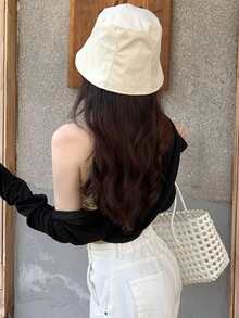 滿身花卉前繫帶短款抹胸帶上衣