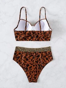 Bộ bikini xoắn gọng in họa tiết ngẫu nhiên, cho kỳ nghỉ hè ở bãi biển - Nhiều màu - Xem 7
