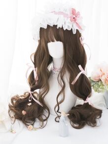 alicegarden 1 Piece Synthetic Heat-Resistant, Long  Wavy Hair Wig, With Bangs In Chocolate Brown Wigs, 26 Inches Long, Fully Machine Woven Daily Natural Realistic Wig Christmas Y2k(Excluding Accessories) - Chocolate Brown - View 5