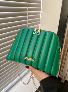 Túi Crossbody Nữ Lá thư Chuỗi Đúng mốt - Màu xanh lá cây đậm - Xem 1