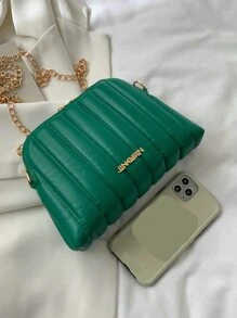 Túi Crossbody Nữ Lá thư Chuỗi Đúng mốt - Màu xanh lá cây đậm - Xem 5