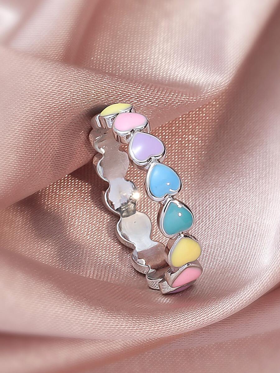 愛心細節戒指 - 彩色 - 查看 1