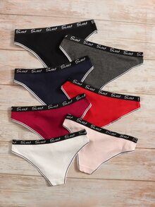 7 gói Quần lót chữ cái tương phản sọc sọc quần thể thao - Nhiều màu - Xem 2