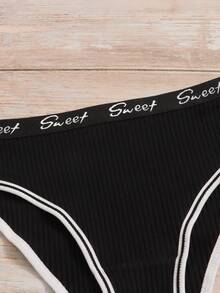 7 gói Quần lót chữ cái tương phản sọc sọc quần thể thao - Nhiều màu - Xem 4