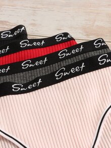 7 gói Quần lót chữ cái tương phản sọc sọc quần thể thao - Nhiều màu - Xem 5