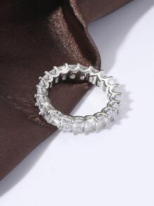 Cubic Zirconia Decor Ring - Silver - View 2